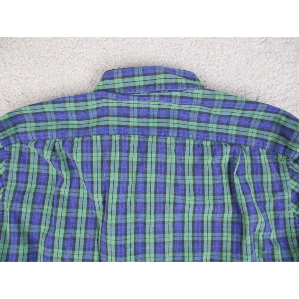 J. Crew Shirt‎ Mens Medium Blue Green Plaid Slim Fit Button Down Long Sleeve